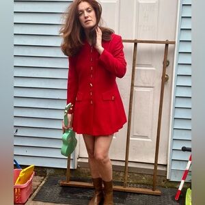 Vintage Alberto Makali Neiman Marcus Red Structured  Jacket Gold Buttons couture